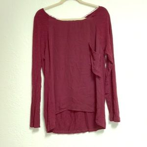 Long sleeve maroon silk and cotton tee